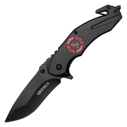 7.5" Black Fire Crest Pocket Knife