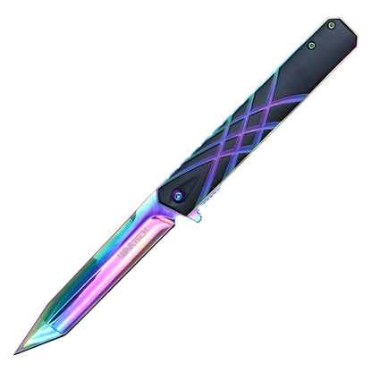 9-1/8" Tanto pocket knife (Rainbow)