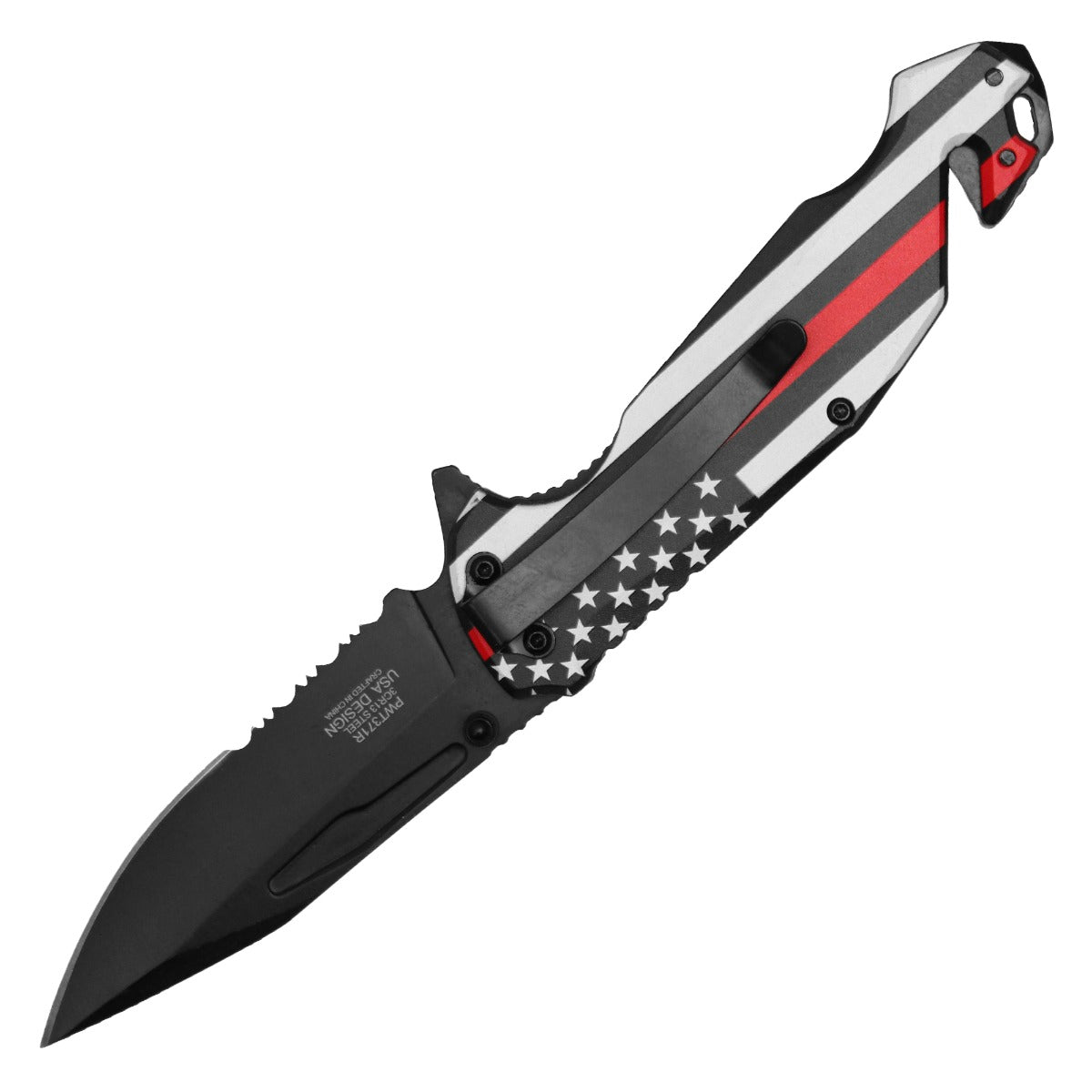 8" Wartech - Thin Red Line Pocket Knife