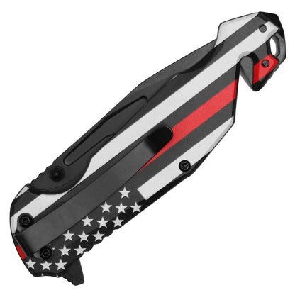 8" Wartech - Thin Red Line Pocket Knife