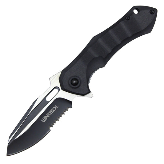 8" 2-Tone Black Pocket Knife