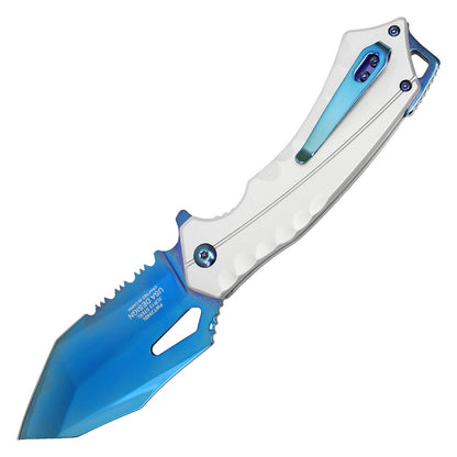 7.5" Blue & SIlver Pocket Knife