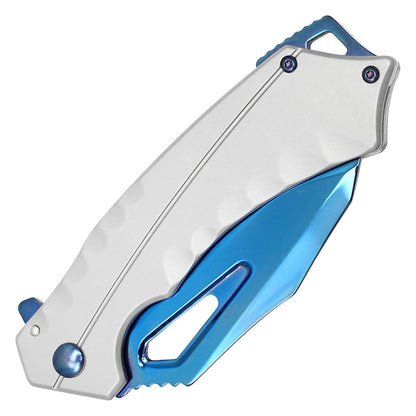 7.5" Blue & SIlver Pocket Knife