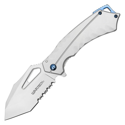 7.5" Silver Pocket Knife w/ Blue Accents