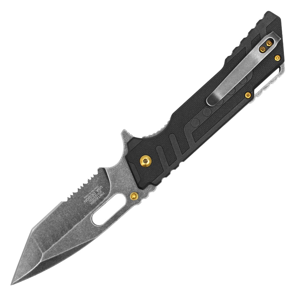 8.5" Wartech - Black Pocket Knife