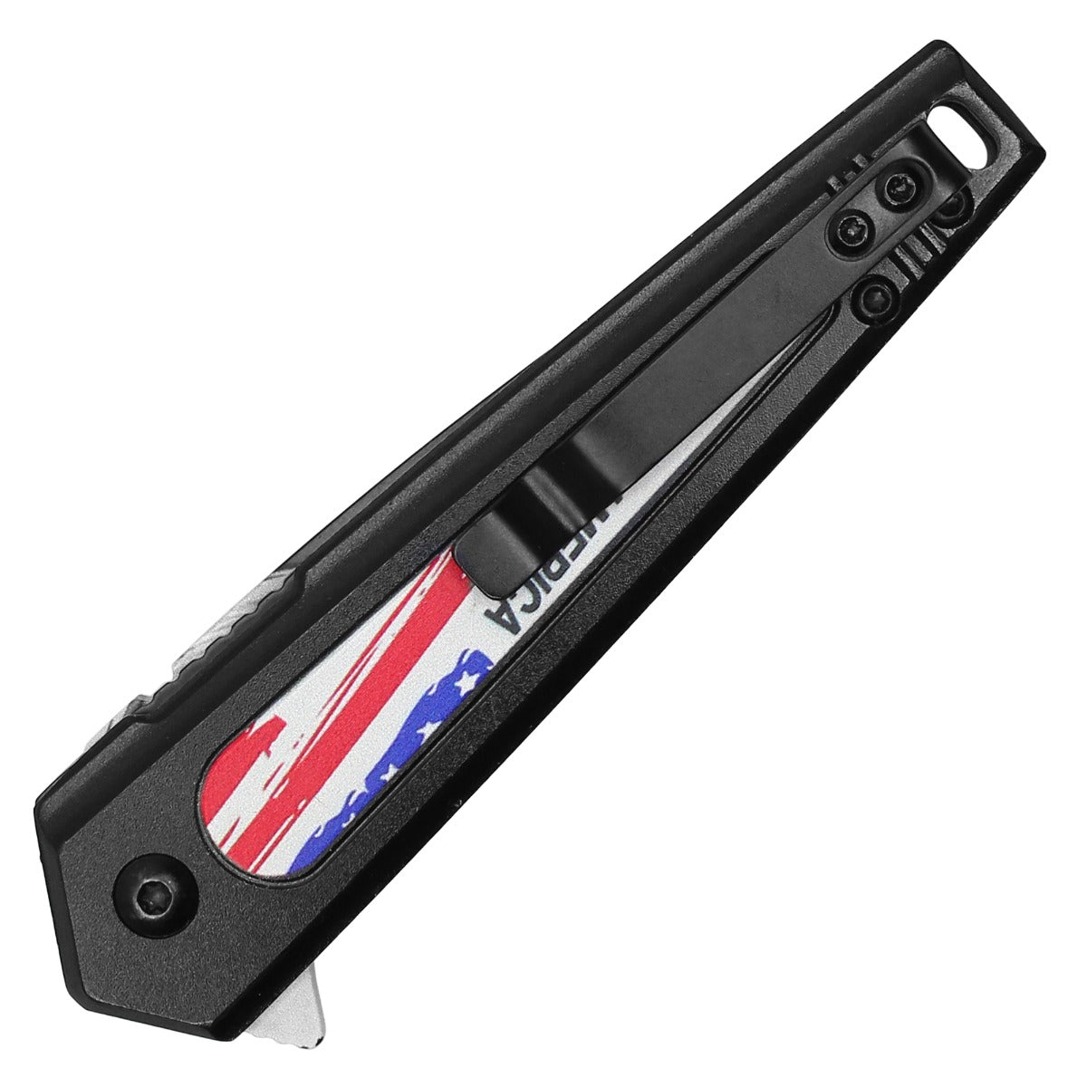 7.5" Black "God Bless America" Pocket Knife