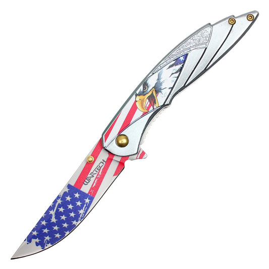 8" Silver USA Pocket Knife