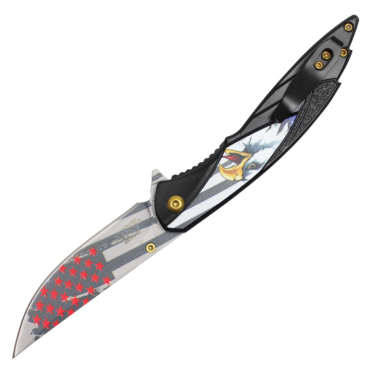 8" Black USA Pocket Knife