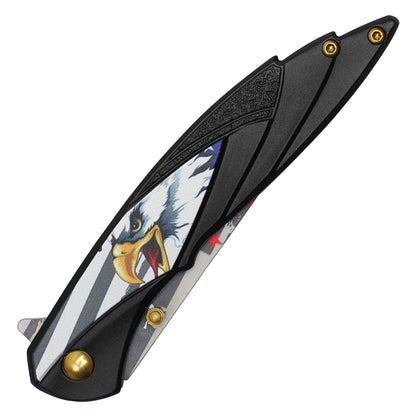 8" Black USA Pocket Knife