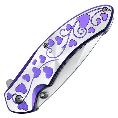 7" Purple Hearts Pocket Knife