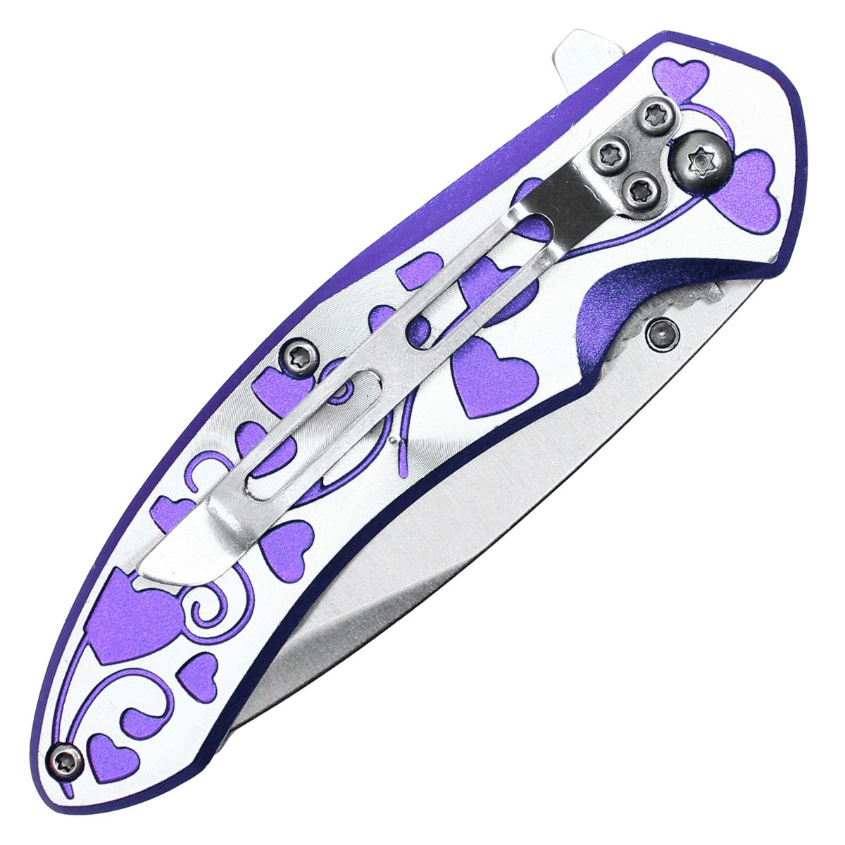 7" Purple Hearts Pocket Knife