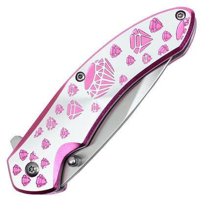 7" Pink Diamond Pocket Knife