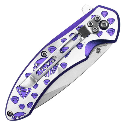 7" Purple Diamond Pocket Knife