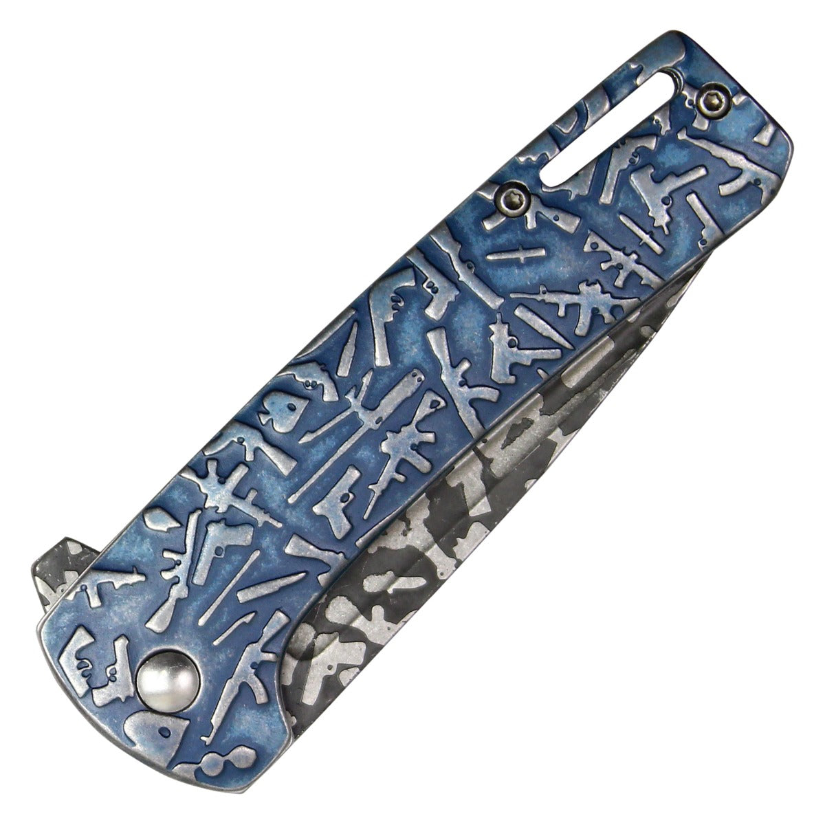 7" Blue Gun Pocket Knife