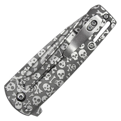 7" Silver Skull Pocket Knife