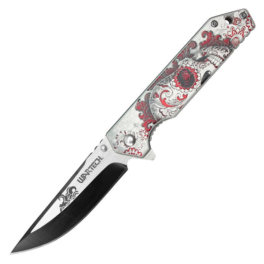 Red Calavera Pocket Knife