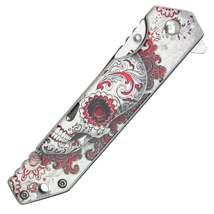 Red Calavera Pocket Knife