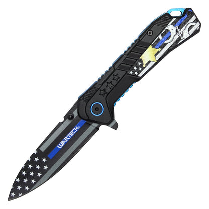 Wartech 7.75" Thin Blue Line Pocket Knife