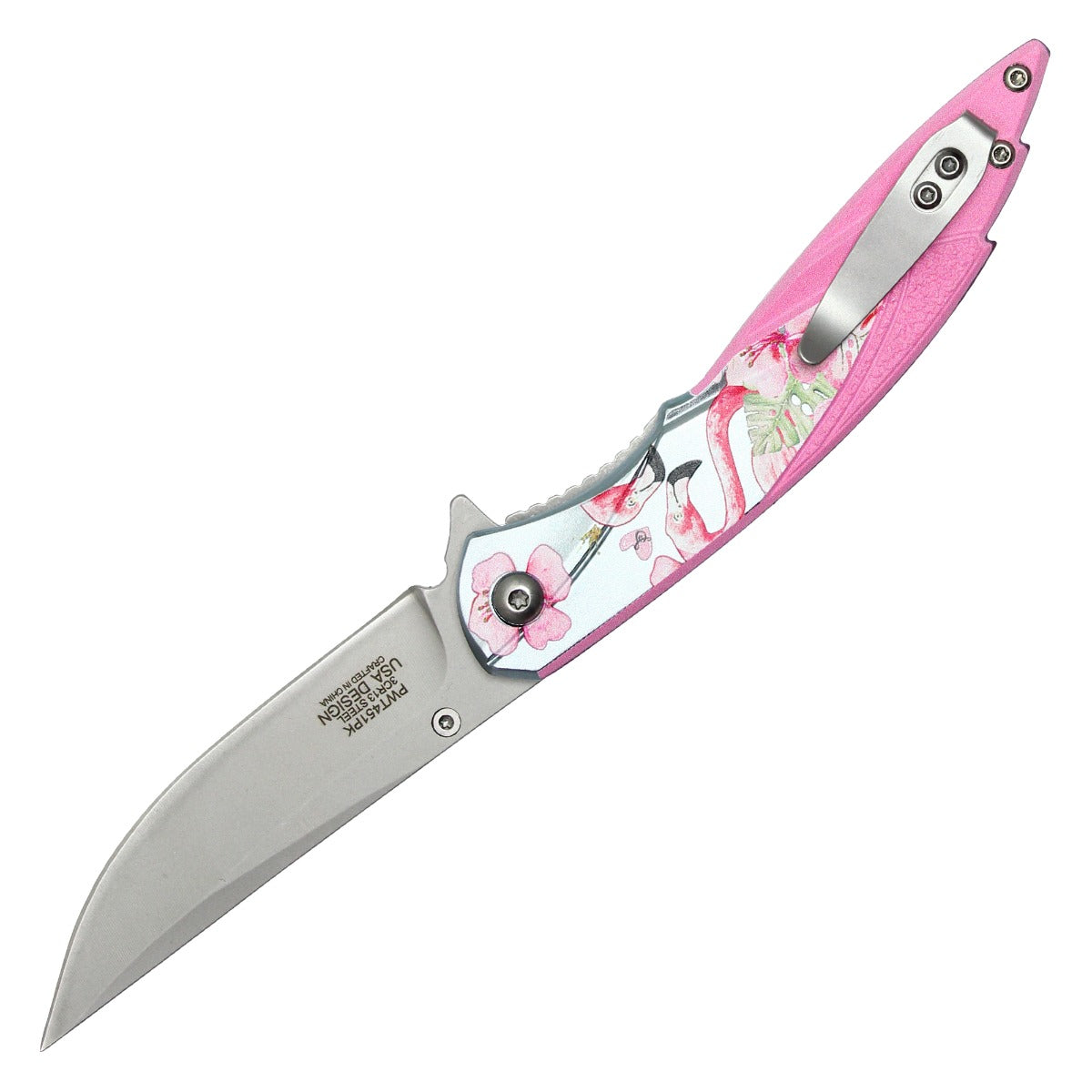 7.75" Pink Flamingo Pocket Knife