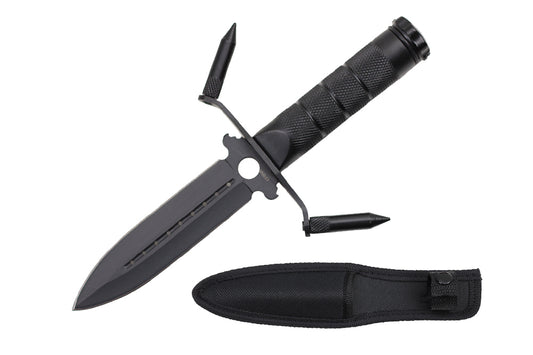 8.25 Survial knife black handle with sheath-inch