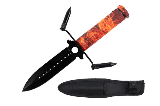 8.25 Survial knife camo handle with sheath-inch