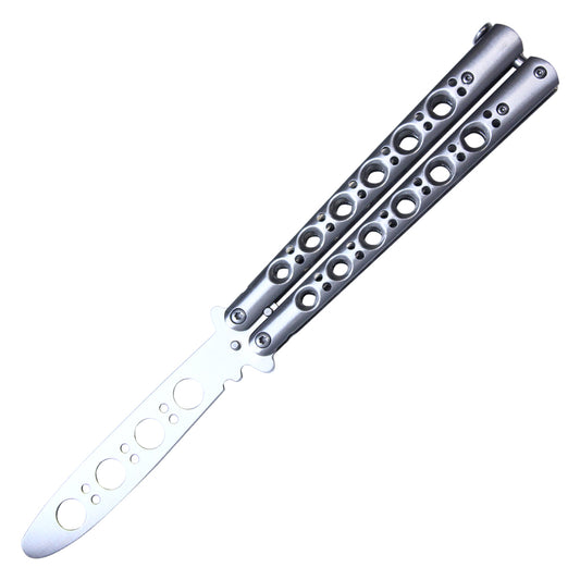 8 3/4" Silver Stainless Steel Balisong Training Knife
