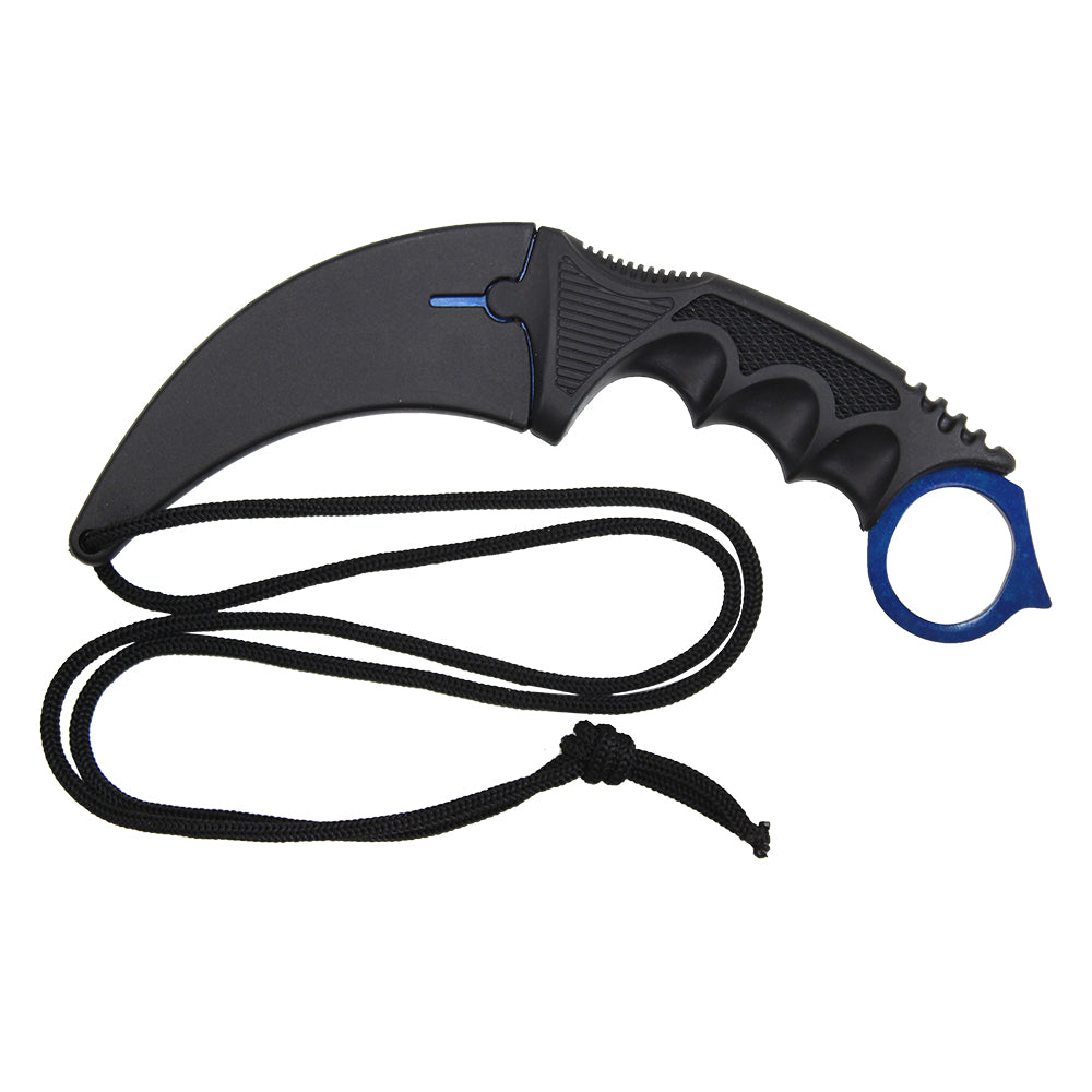 7.5" Full Tang Karambit with Hard Sheath & Necklace (Blue)