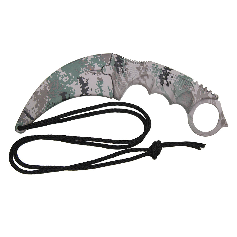 7.5" Full Tang Karambit with Hard Sheath & Necklace (Forrest DPPAT Camo)