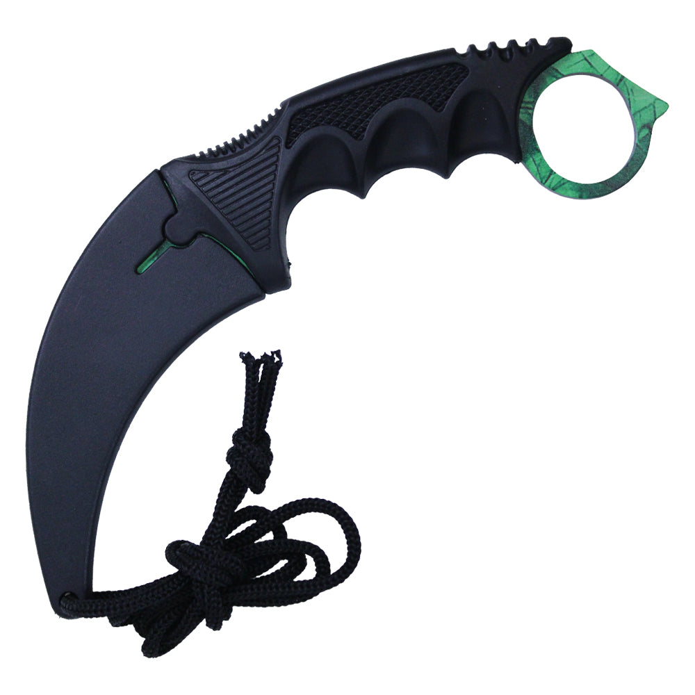 7.5" Full Tang Karambit with Hard Sheath & Necklace (Green)