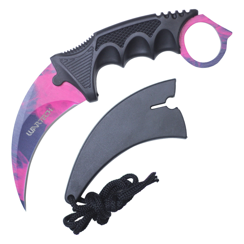 7.5" Full Tang Karambit with Hard Sheath & Necklace (Purple)