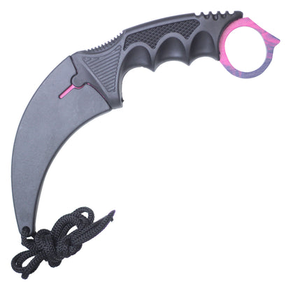 7.5" Full Tang Karambit with Hard Sheath & Necklace (Purple)