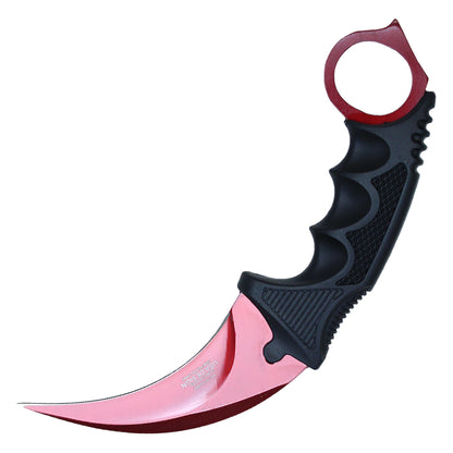 7.5" Full Tang Karambit with Hard Sheath & Necklace (Metallic Red)