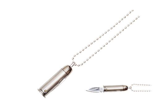 1 5 8-inch Closed Length Silver Bullet Knife Necklace, 2.75-inch Open Length