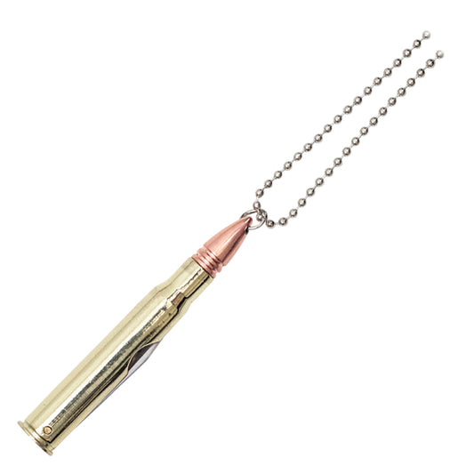 3 1 8-inch Closed Length Gold bullet knife necklace, 4.75-inch Open Length
