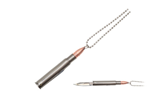 3 1 8-inch Closed Length Silver Bullet Knife Necklace,4.75-inch Open Length