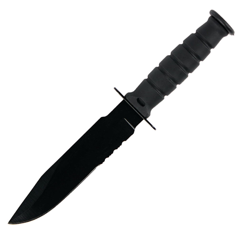 6" Bolo Survival Serrated Drop Point Blade Knife (Black)