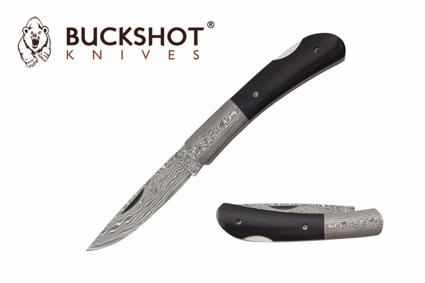 7" Folding Knife w/ 71 Layer Authentic Damascus Blade & Black Wood Handle
